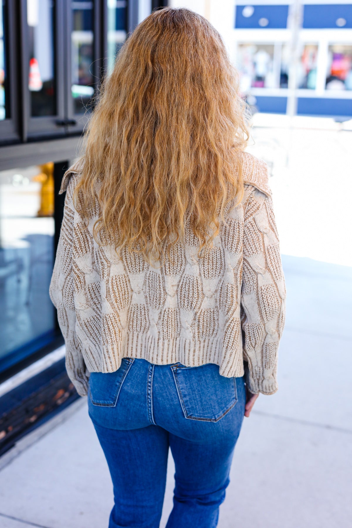 Autumn Vibes Taupe Textured Cable Knit Collared Cardigan