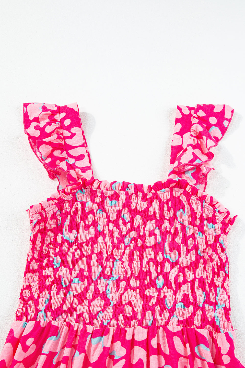 Pink leopard long dress: straps