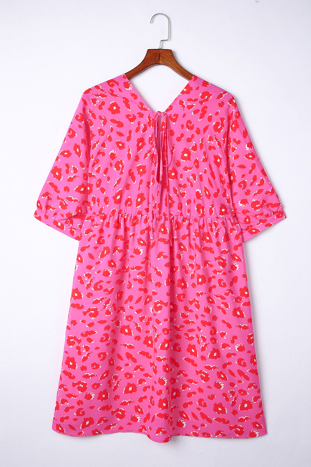 Plus size pink leopard dress: front