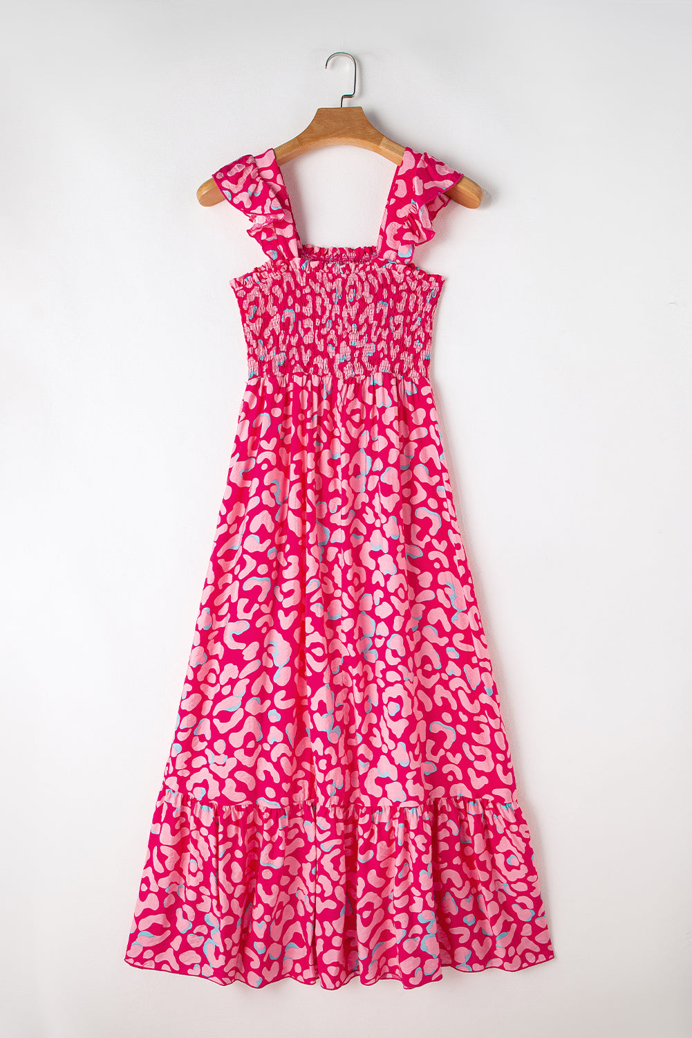 Pink leopard long dress: back