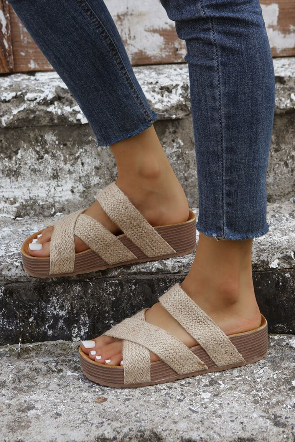 Woven slip on shoes: front