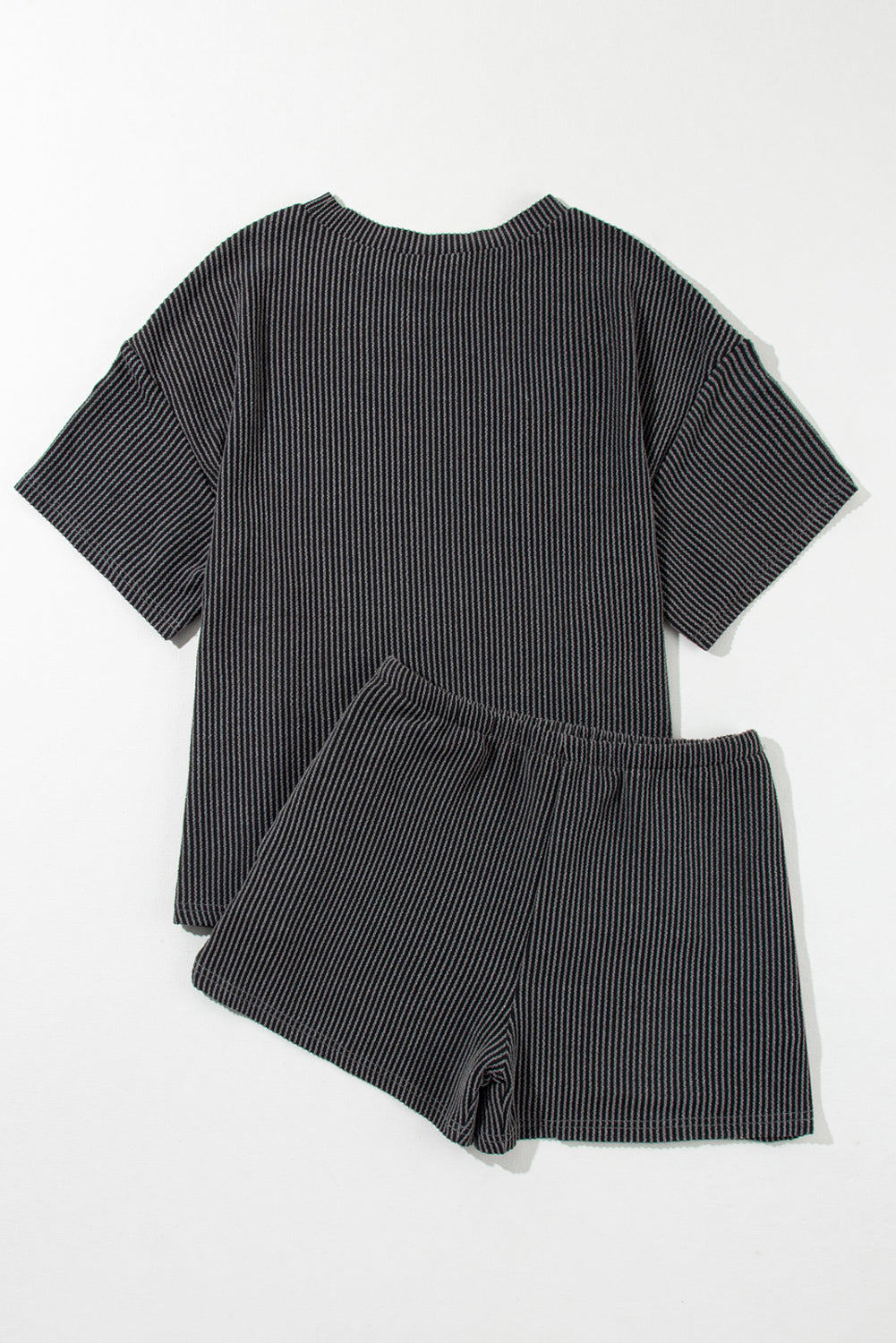 Grey textured shorts set: front