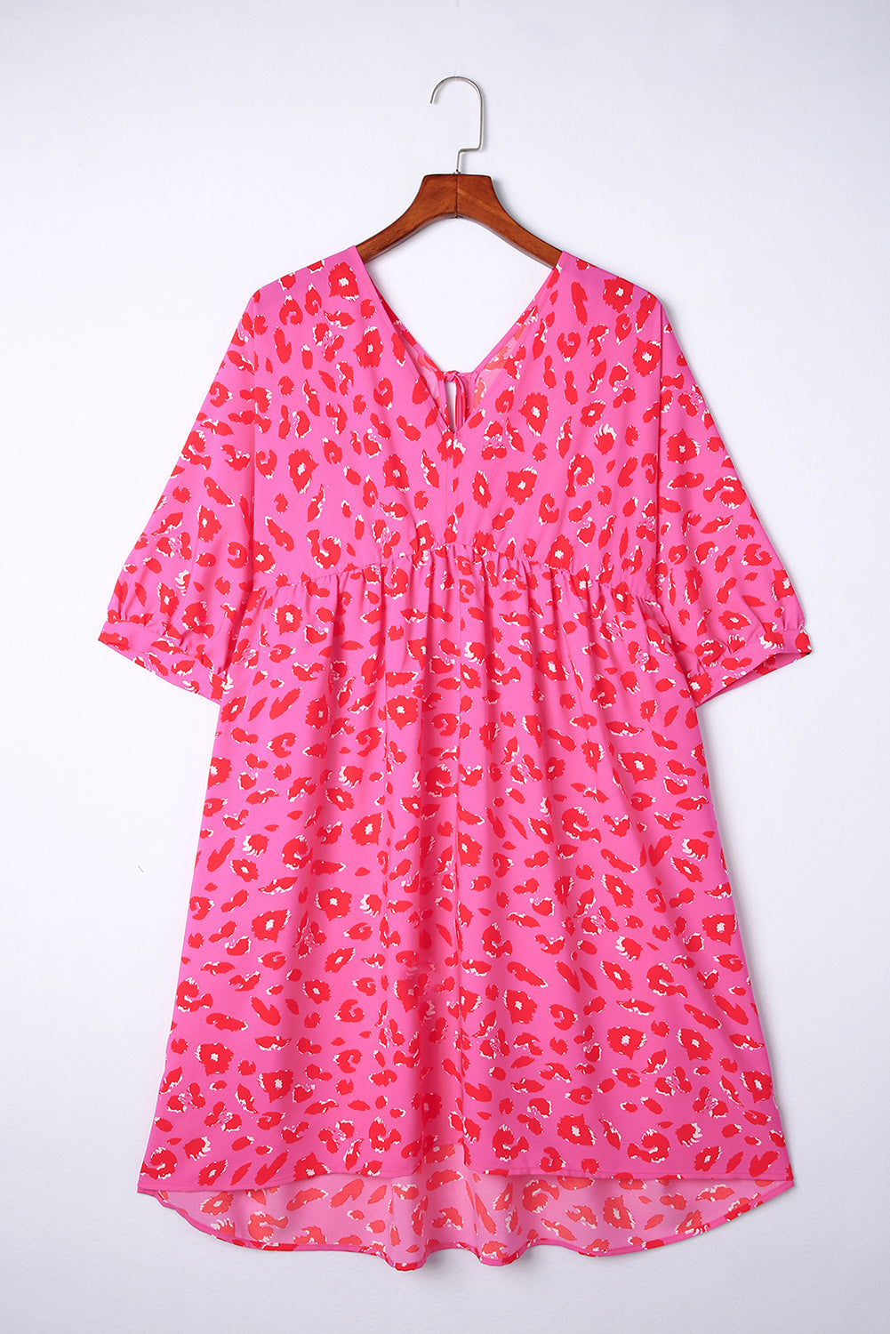 Plus size pink leopard dress: front