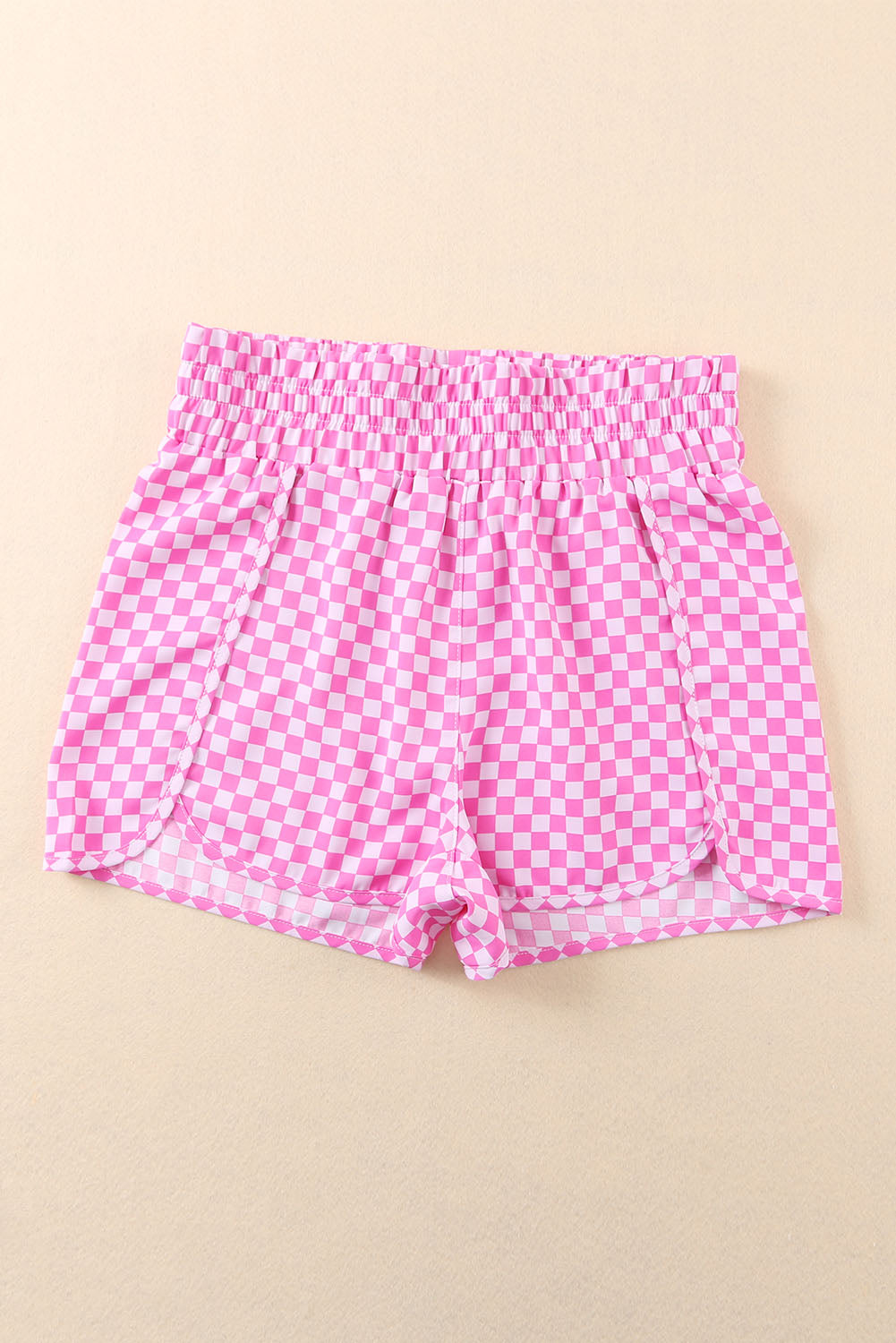 Pink plaid shorts: front